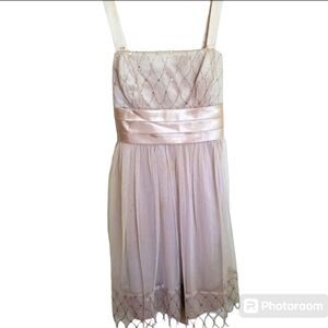 Dress Barn Pink Gold Dress Ribbon, Sequins, Rhinestones, Tulle Size 8 Petite